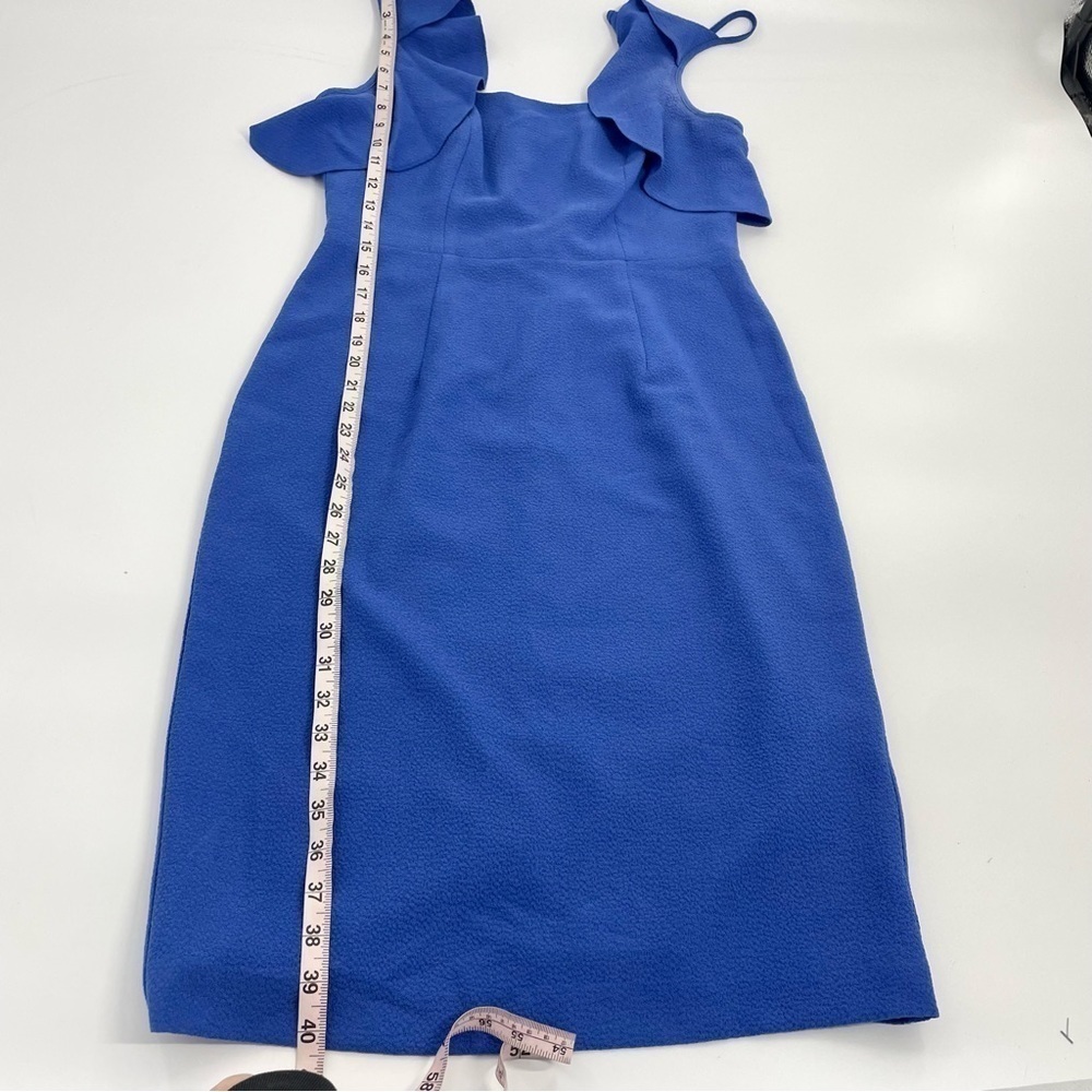 Black Halo Rosette Blue Sheath Dress Ruffle Sleeve Sleeveless Classic‎ 8 - Picture 7 of 16